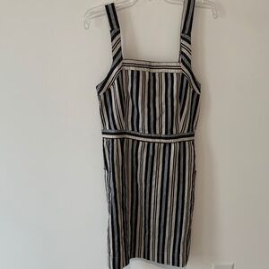 Madewell Striped navy  and White Dress pockets button back size 4 NWOT
